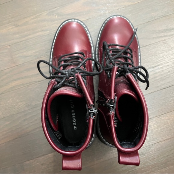 Madden girl Carra burdungy combat zip up boots size 6.5 - Picture 4 of 6